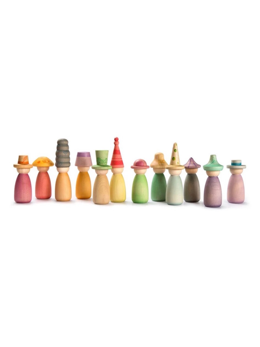 Grapat Fancy Nins - Handcrafted Wooden Peg Dolls Set